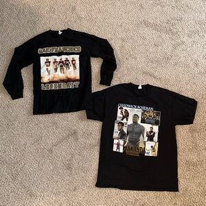 Two men’s shirts: 49ers and Chad Boseman